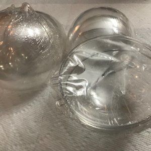 3 pc bag 100mm Clear fillable acrylic ornament.  Can be filled decorated NEW